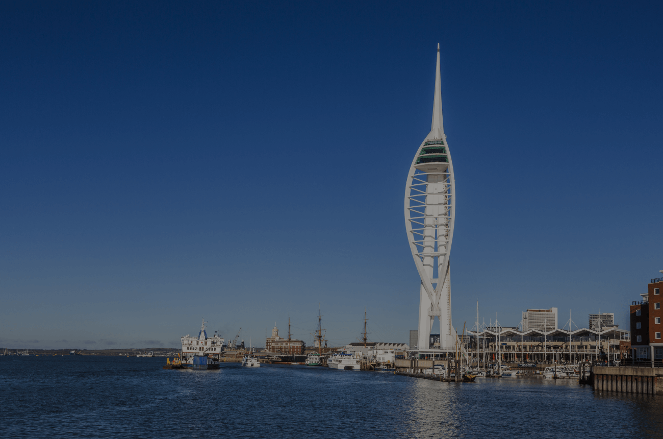 Spinnaker Tower in Portsmouth and cruise ship turnaround after Covid suspension