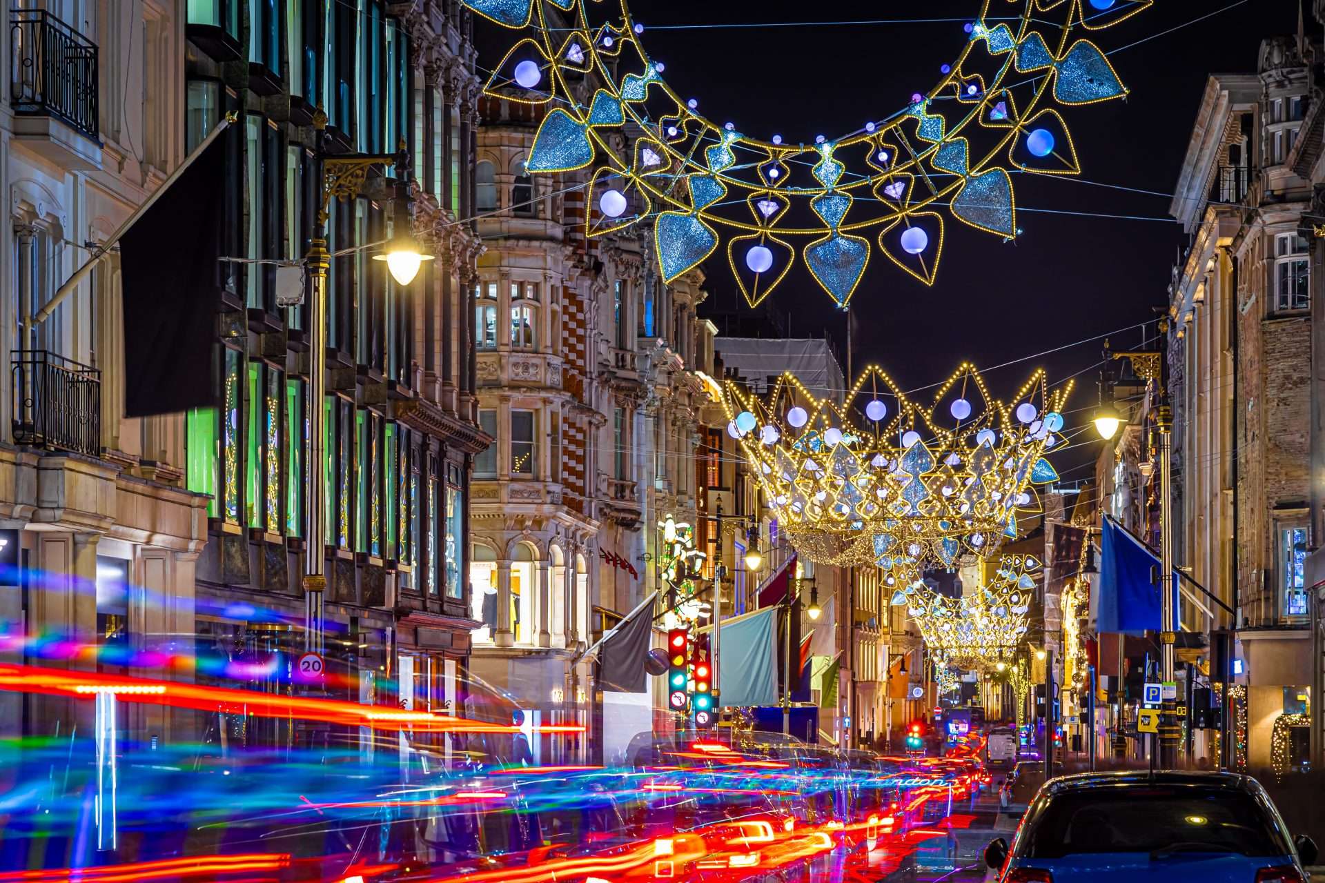 Christmas lights illuminating Regent Street in London, festive city scene for 2025.